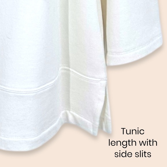 Susan Graver Fleece-Back Knit Top Size M Ivory Rhinestone Embellished Tunic NEW - Picture 3 of 11